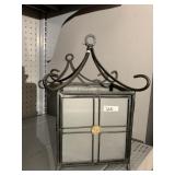 IRON W/ GLASS CANDLE HOLDER 13" H X 8.5" SQUARE