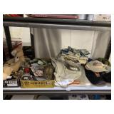 ASSORTED SHELF LOT INCLUDING IRON CITY HAT,