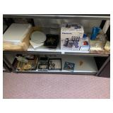 ASSORTED SHELF LOT INCLUDING PANASONIC PHONES,