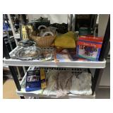 ASSORTED SHELF LOY INCLUDING PEWTER PLATE, COLE