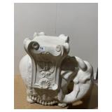 HEAVY 23" L ELEPHANT TABLE WHITE