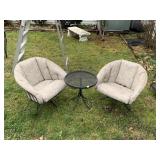 MCM SWIVEL BASE WROUGHT IRON BARREL CHAIRS AND