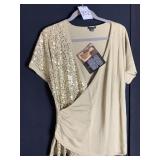 IMAN SZ 2X LIGHT BROWN SWEATER WITH CROSS FRONT