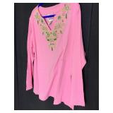 QUACKER FACTORY LADIES PINK TOP WITH FLORL AND