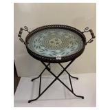 TEMPTATIONS GLASS TOP HANDLED SERVING TRAY WITH