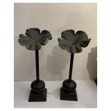22" TALL PAIR OF METAL FLOWER CANDLE HOLDERS MADE