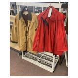 LL BEAN SZ L BARN COAT, WOOL LINES, IZOD SZ L RED