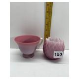 CASE GLASS RUFFLE EDGE 3" BOWL AND CUP W/ HANDLE