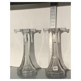 PAIR OF 12" TALL GLASS FLORAL ARRANGEMENT PILLARS