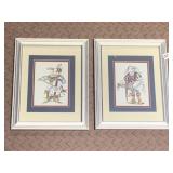 PAIR OF 12X15 RABBIT DRAWINGS TRIPLE MATTED,