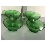 EO BRODY CO GREEN GLASS FLORAL BOWLS