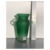 HANDMADE BLOWN GLASS VASE WITH APPLIED GLASS