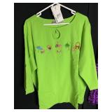 QUACKER FACTORY LIME GREEN TOP WITH FLAMINGO PALM