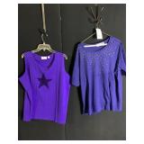 QUACKER FACTORY LADIES TOPS DARK BLUE WITH SILVER