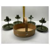4 METAL CABBAGE CANDLE HOLDERS, BANDED BUNNY