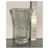 LALIQUE PANSY VASE, 10.5"