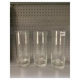 3 GLASS TUBE VASES, 11"H