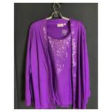 QUAKER FACTORY SIZE 2X PURPLE SPARKLE TOP AND