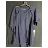 DG2 DIANE GILMAN 2X NAVY BLUE KNITTED TOP WITH