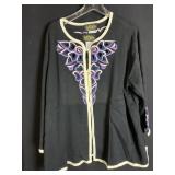BOB MACKIE BLACK EMBROIDERED SWEATER TOP AND