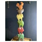 CARVED WOOD ANIMALS 40" H MULTI-COLOR PAINT