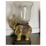 ELEPHANT W/ GLASS URN TOP 11" H