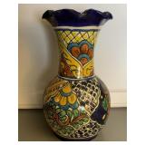 HAND PAINTED VASE SIGNED BASE MEXICO