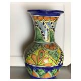 HAND PAINTED 12" VASE SIGNED BASE HAHO MEXICO