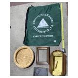 LAUNDRY BAG, BASKET, VINTAGE TRAVEL BAG, TORN ON