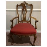 SHELL CARVED TOP ARMCHAIR, PERFECT CONDITION RED