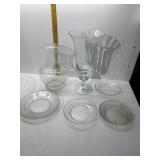 14"T FOOTED VASE, VERY SMALL CHIP, CLEAR GLASS