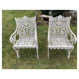 CAST IRON ARMCHAIRS ORNATE DECORATION 37" H X 16"