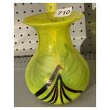 ART GLASS VASE TWO TONE 7" H