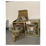 GLASS INSERT DISH W/ METAL BASE