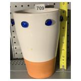 GLAZED VASE W/ BEAD ACCENT 8.25" H