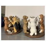 DOGS & CATS STANDING ON HIND LEGS CANDLE HOLDER