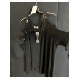 SLINKY BRAND LADIES TOP WITH SEQUIN NECKLINE AND