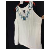 METRO NYC WHITE SLEEVELESS LADIES LINEN TOP WITH