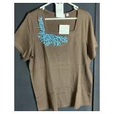 QUACKER FACTORY BROWN COTTON SQUARE NECK SHORT