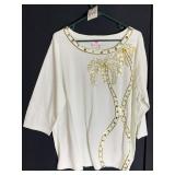 QUACKER FACTORY 2X OFF WHITE SWEATER WITH GOLD