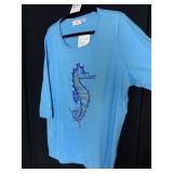 QUACKER FACTORY BLUE TUNIC LENGTH TEE SHIRT WITH