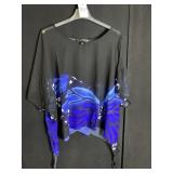 COLLEEN LOPEZ SEMI SHEER COVER TOP 2X BLACK WITH