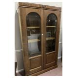 WALNUT 2 DOOR ADJ. SHELF ANTIQUE BOOKCASE 83" H X