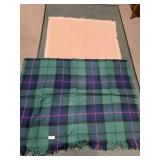 PLAID BLANKET AND PEACH TONE BLANKET