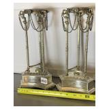 14" H SILVERPLATED W/ GLASS INSERTS, DRAPED CHAIN