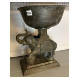 METAL PLANTER TRUNK UP ELEPHANT 16.5" H X 12" D