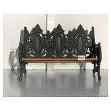 CAST IRON AND WOOD SMALL DOLL BENCH, HEAVY,