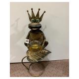 METAL FROG PRINCE VOTIVE HOLDER, 18"H