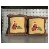 PAIR OF MATCHING QUILTED SANTA PILLOWS, 14X14