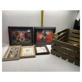 SOLID WOOD CRATE, ONE BAR NEEDS REATTACHED,